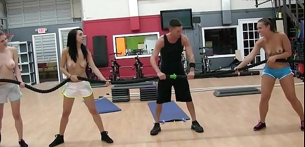  One of the teen bffs gets fucked hard by their gym buddy